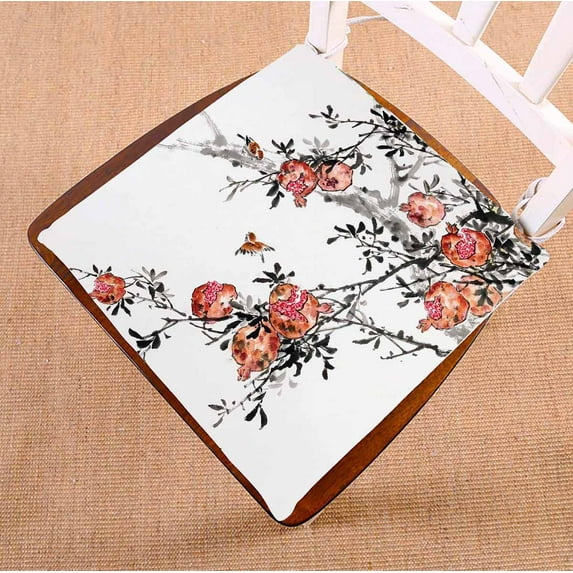 PKQWTM Peach Longevity Traditional Painting Chair Pads Chair Mat Seat Cushion Chair Cushion Floor Cushion Size 18x18 inches