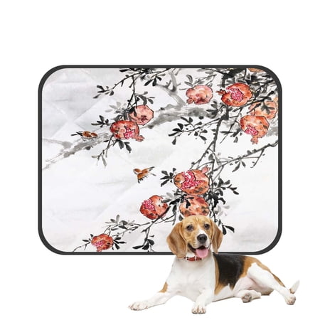 PKQWTM Peach Longevity Traditional Painting Pet Dog Cat Bed Pee Pads Mat Cushion Potty Dogsblankets Crate Bed Kennel 14x18 inch