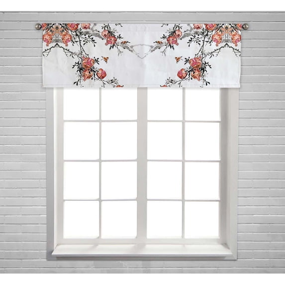 PKQWTM Peach Longevity Traditional Painting Window Curtain Valance Rod Pocket 54x18 inch