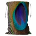 thumbnail image 1 of PKQWTM Peacock Feather Storage Basket Laundry Bag with Drawstring Size 24x32 Inch, 1 of 3