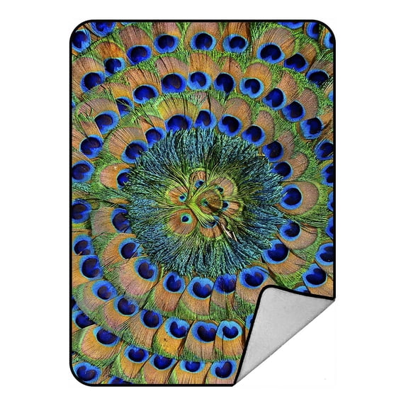 PKQWTM Peacock Feathers Blanket Crystal Velvet Throw Bed Blanket 58x80 inches