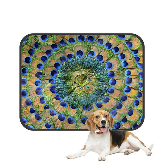 PKQWTM Peacock Feathers Pet Dog Cat Bed Pee Pads Mat Cushion Potty Dogsblankets Crate Bed Kennel 20x24 inch