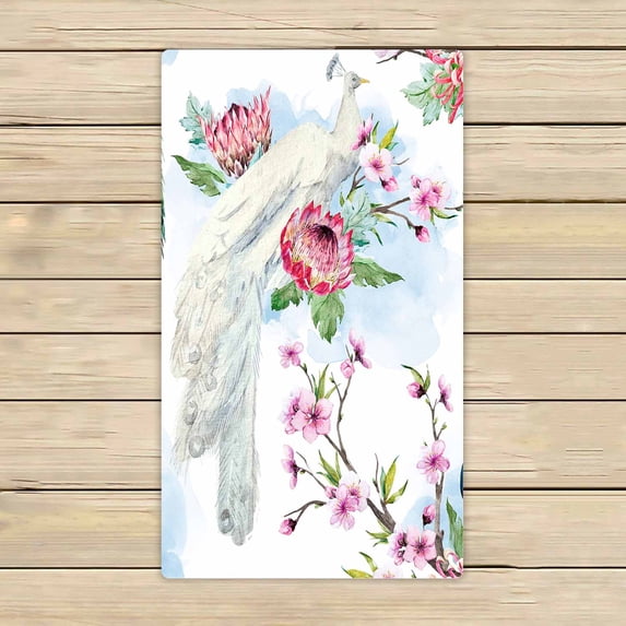PKQWTM Peacock Tree Cherry Flowering Trees Protea Flower Microfiber Bath Towels Bathroom Body Shower Towel Size 16x28 Inches