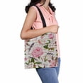 thumbnail image 1 of PKQWTM Peony Flowers Sakura Feathers Floral Hand Written Letter Canvas Shoulder Bags Handbags Tote Bags Shopping Bag, 1 of 2