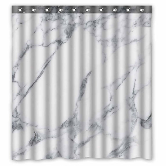 PKQWTM Photographic Grey Marble Stone Tile WaterProof Polyester Fabric Shower Curtain Size 66x72 Inches