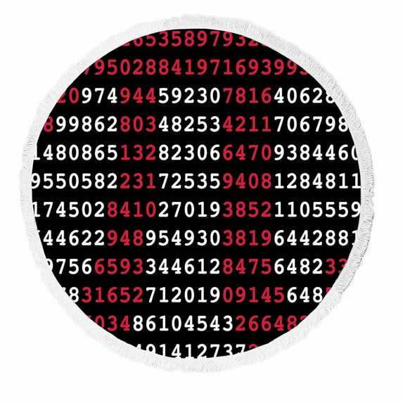 PKQWTM Pi Sign And Pi Numbers On Black Background Round Beach Towel Beach Mats Shawl Blanket Yoga Mat with Tassels Beach Throw Towel