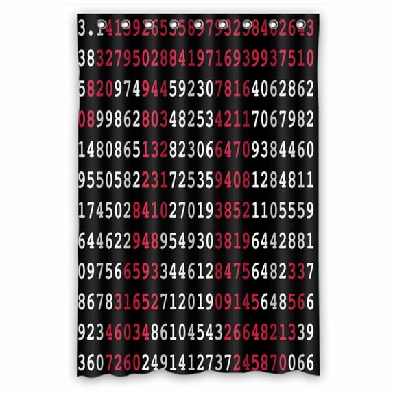 PKQWTM Pi Sign And Pi Numbers On Black Background WaterProof Polyester Fabric Shower Curtain Size 48x72 Inches