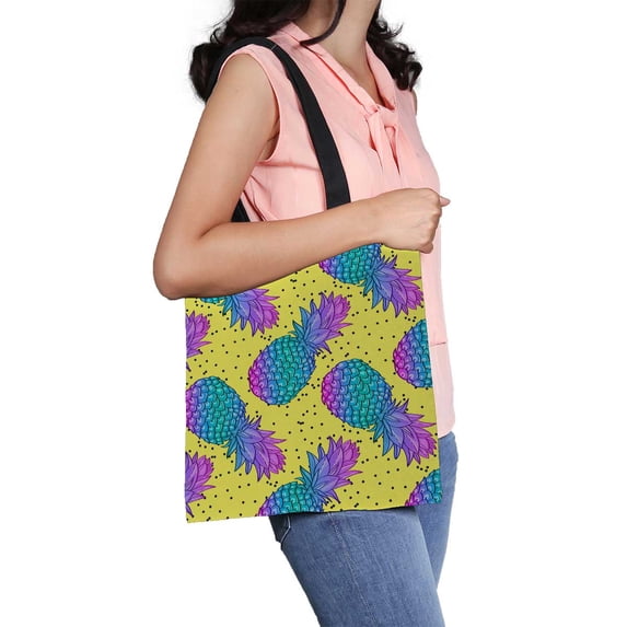 PKQWTM Pineapple Memphis Canvas Shoulder Bags Handbags Tote Bags Shopping Bag