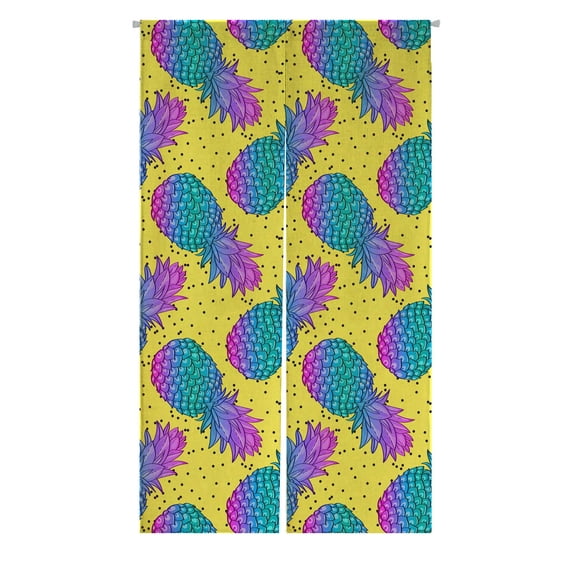 PKQWTM Pineapple Memphis Door Curtain Window Cover Home Decor Hanging Curtain Size 85x150 CM