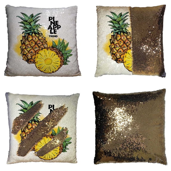 PKQWTM Pineapples Fruit Color Reversible Mermaid Cushion Cover Home Decor Sequin Pillow Case Size 18x18 inches