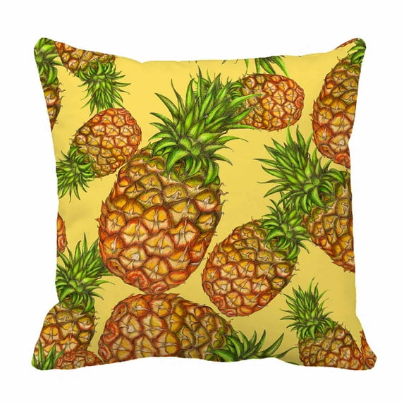 PKQWTM Pineapples Yellow Bed Decor Pillow Cases Zippered Cushion Cover Size 18x18 Inches