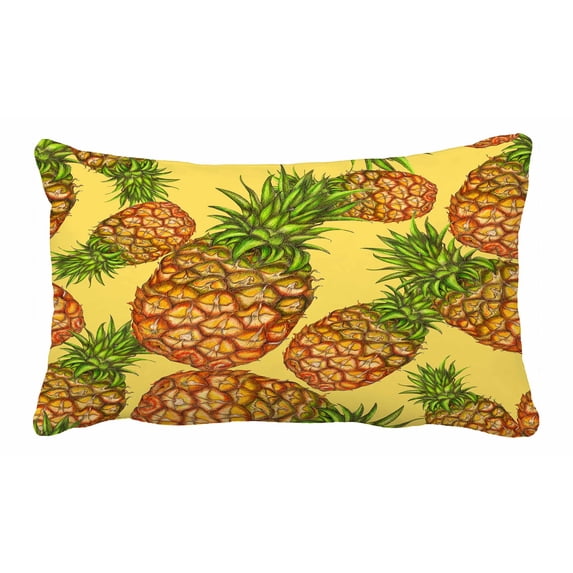 PKQWTM Pineapples Yellow Bed Decor Pillow Cases Zippered Cushion Cover Size 20x30 Inches