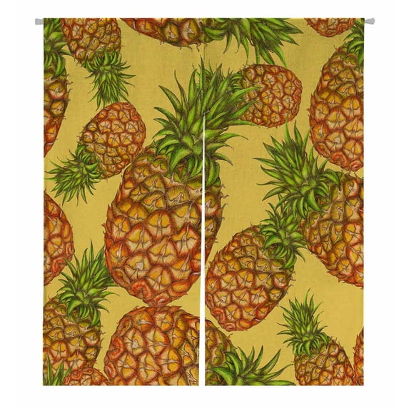 PKQWTM Pineapples Yellow Door Curtain Window Cover Home Decor Hanging Curtain Size 105x120 CM