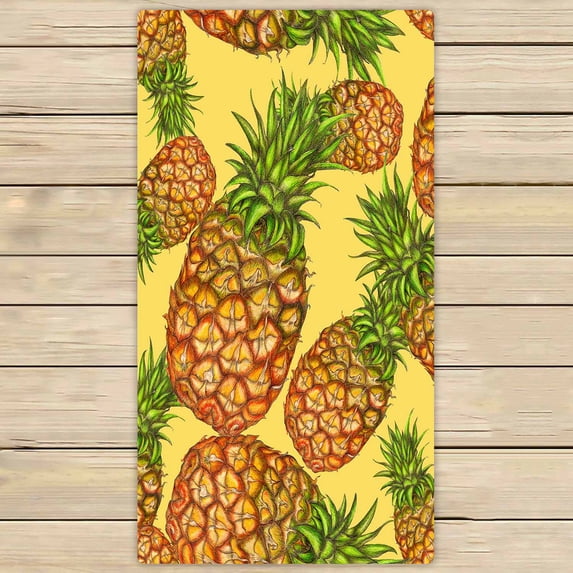 PKQWTM Pineapples Yellow Microfiber Bath Towels Bathroom Body Shower Towel Size 30x56 Inches