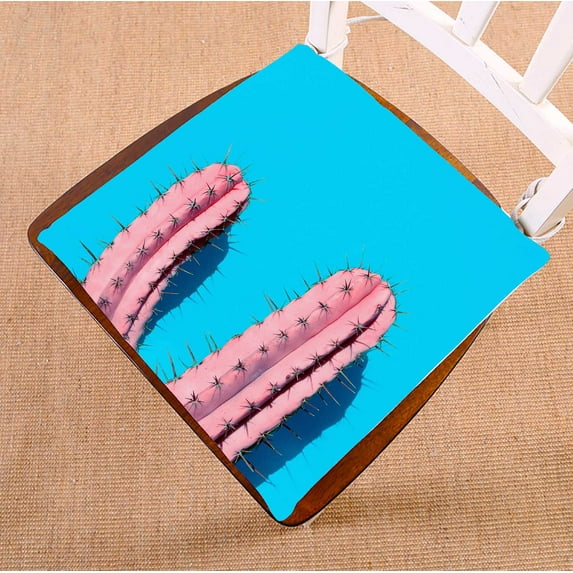 PKQWTM Pink Cactus Contemporary Art Minimal Design Chair Pads Chair Mat Seat Cushion Chair Cushion Floor Cushion Size 20x20 inches