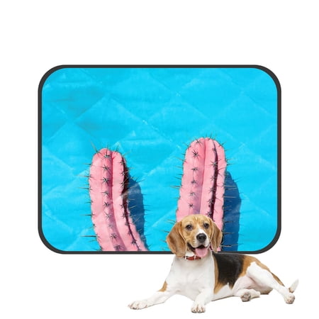 PKQWTM Pink Cactus Contemporary Art Minimal Design Pet Dog Cat Bed Pee Pads Mat Cushion Potty Dogsblankets Crate Bed Kennel 36x48 inch
