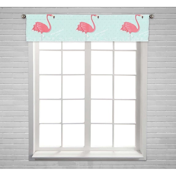 PKQWTM Pink Flamingo Window Curtain Valance Rod Pocket 54x12 inch