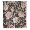 thumbnail image 1 of PKQWTM Pink Flowers And Leaves On Gray Door Curtain Window Cover Home Decor Hanging Curtain Size 105x120 CM, 1 of 1
