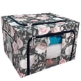thumbnail image 1 of PKQWTM Pink Flowers And Leaves On Gray Storage Bag Clear Window Storage Bins Boxes Large Capacity Foldable Stackable Organizer With Steel Metal Frame For Bedding,Clothes,Closets, Bedrooms, 1 of 3