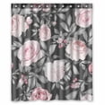 thumbnail image 1 of PKQWTM Pink Flowers And Leaves On Gray WaterProof Polyester Fabric Shower Curtain Size 60x72 Inches, 1 of 1