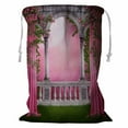 thumbnail image 1 of PKQWTM Pink Garden With Curtains And Roses Storage Basket Laundry Bag with Drawstring Size 18x24 Inch, 1 of 3