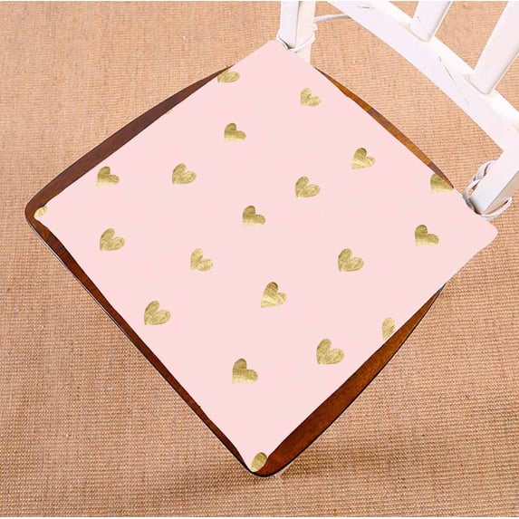 PKQWTM Pink Gold Hearts Chair Pads Chair Mat Seat Cushion Chair Cushion Floor Cushion Size 16x16 inches