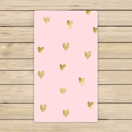 PKQWTM Pink Gold Hearts Microfiber Bath Towels Bathroom Body Shower Towel Size 16x28 Inches