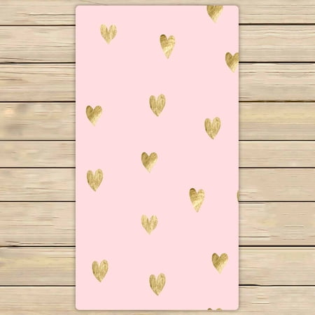 PKQWTM Pink Gold Hearts Microfiber Bath Towels Bathroom Body Shower Towel Size 30x56 Inches