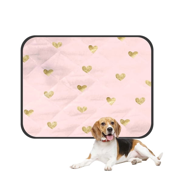 PKQWTM Pink Gold Hearts Pet Dog Cat Bed Pee Pads Mat Cushion Potty Dogsblankets Crate Bed Kennel 25x30 inch