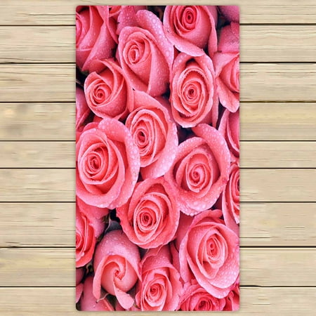 PKQWTM Pink Roses With Water Drop Microfiber Bath Towels Bathroom Body Shower Towel Size 30x56 Inches