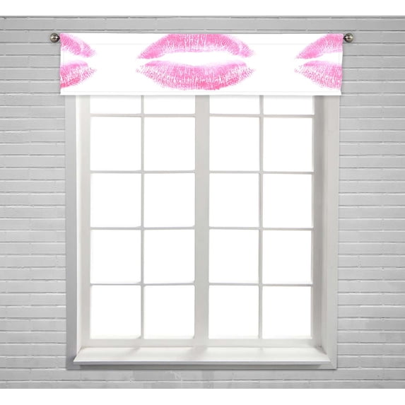 PKQWTM Pink kiss pure white background Window Curtain Valance Rod Pocket 54x12 inch