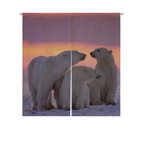 PKQWTM Polar Bear Family In Canadian Arctic Sunset Door Curtain Window Cover Home Decor Hanging Curtain Size 85x90 CM
