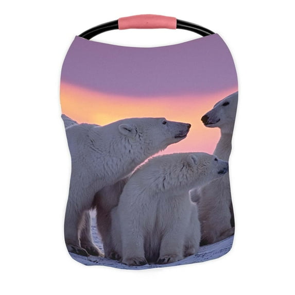 PKQWTM Polar Bear Family In Canadian Arctic Sunset Nursing Cover Baby Breastfeeding Infant Feeding Cover Baby Car Seat Cover