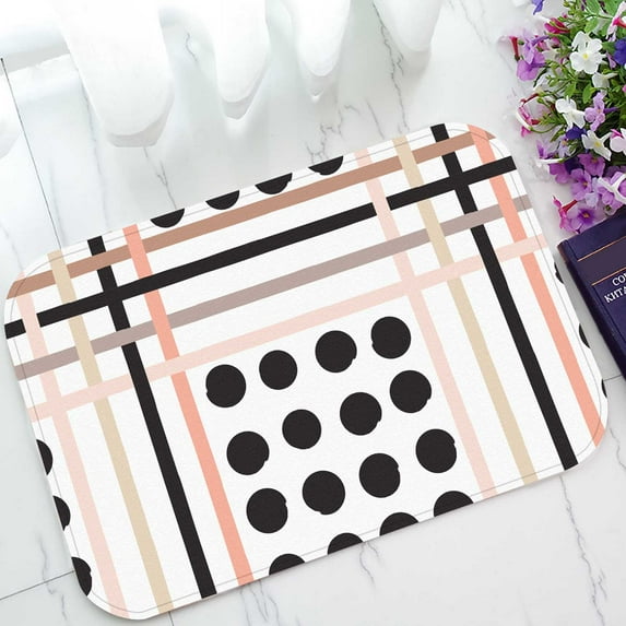 PKQWTM Polka Dots Stripes Brush Strokes Grunge Home Decor Floor Mat Area Rug Doormat Size 15.7x23.6 Inches