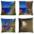 thumbnail image 1 of PKQWTM Positano Coast Amalfi Italy Reversible Mermaid Cushion Cover Home Decor Sequin Pillow Case Size 20x20 inches, 1 of 2