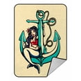 thumbnail image 1 of PKQWTM Pretty Siren Mermaid Pin Up Girl Sitting Anchor Sailor Blanket Crystal Velvet Throw Bed Blanket 58x80 inches, 1 of 1