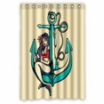 thumbnail image 1 of PKQWTM Pretty Siren Mermaid Pin Up Girl Sitting Anchor Sailor WaterProof Polyester Fabric Shower Curtain Size 48x72 Inches, 1 of 1
