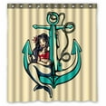 thumbnail image 1 of PKQWTM Pretty Siren Mermaid Pin Up Girl Sitting Anchor Sailor WaterProof Polyester Fabric Shower Curtain Size 66x72 Inches, 1 of 1