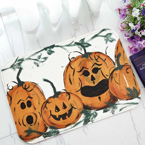 PKQWTM Pumpkin Family Drawn Sign Pumpkin Vine Boarder Home Decor Floor Mat Area Rug Doormat Size 15.7x23.6 Inches