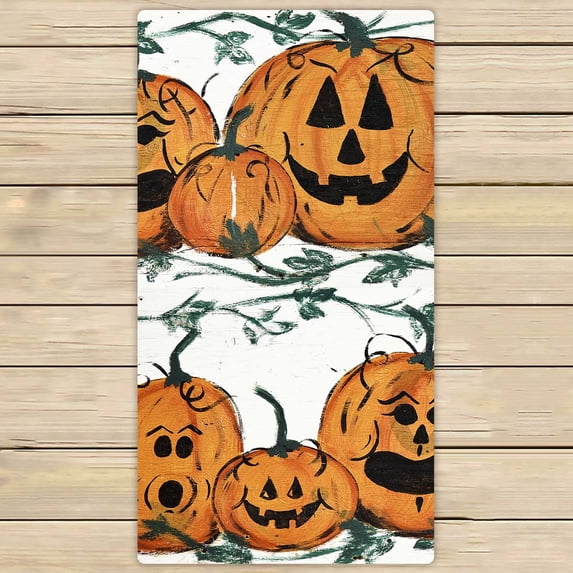 PKQWTM Pumpkin Family Drawn Sign Pumpkin Vine Boarder Microfiber Bath Towels Bathroom Body Shower Towel Size 30x56 Inches