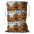 thumbnail image 1 of PKQWTM Pumpkin Family Drawn Sign Pumpkin Vine Boarder Storage Basket Laundry Bag with Drawstring Size 18x24 Inch, 1 of 3