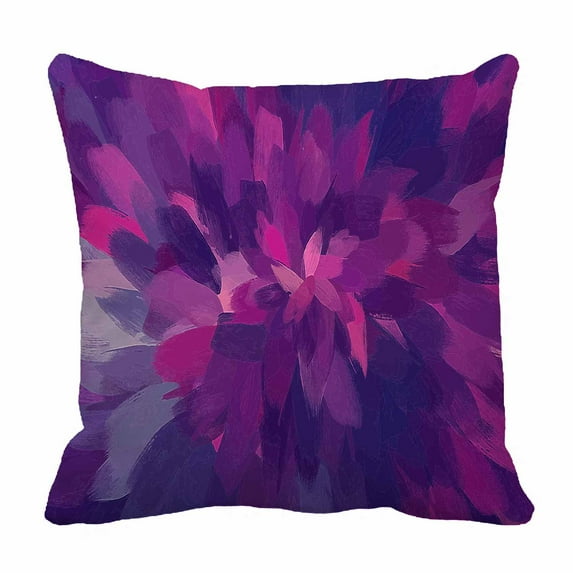 PKQWTM Purple Flower Brush Strokes Version Bed Decor Pillow Cases Zippered Cushion Cover Size 20x20 Inches