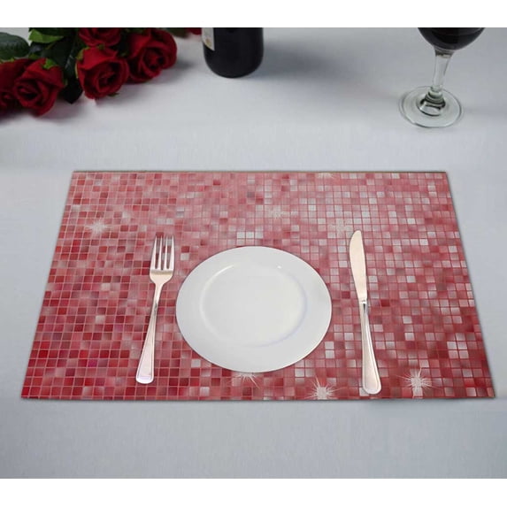 PKQWTM Purple Glittering Kitchen Dining Table Mats Placemats Size 12x18 Inches, Set of 2 Pieces