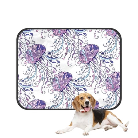PKQWTM Purple Jellyfish Sea Creatures Pet Dog Cat Bed Pee Pads Mat Cushion Potty Dogsblankets Crate Bed Kennel 20x24 inch