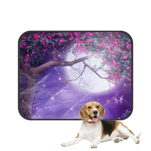 PKQWTM Purple Scenery With A Flowering Tree And Colorful Shrubs Pet Dog Cat Bed Pee Pads Mat Cushion Potty Dogs Blankets Crate Bed Kennel 36x48 inch