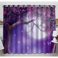 thumbnail image 1 of PKQWTM Purple Scenery With A Flowering Tree And Colorful Shrubs Practical heat insulation Shading Window Curtain Size 52(W) x 84(H) inches (Two Piece), 1 of 1