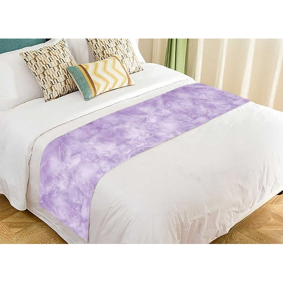 PKQWTM Purple marbleed texture Bed Runner Bedroom Bedding Decor Bedding Scarf Size 20x95 inches