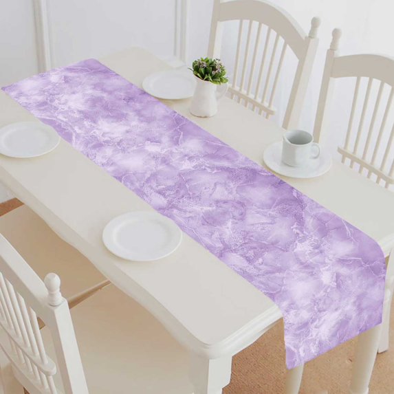 PKQWTM Purple marbleed texture Cotton and Linen Table Runner Kitchen Dining Room Supplies Size 16x72 Inch
