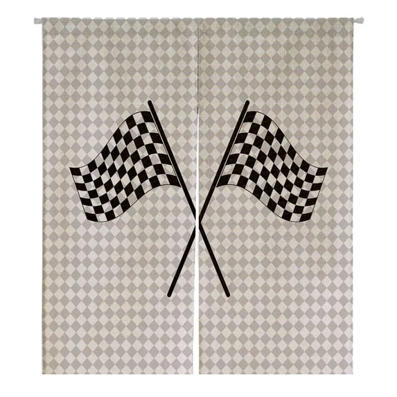 PKQWTM Racing Flag Door Curtain Window Cover Home Decor Hanging Curtain Size 105x120 CM