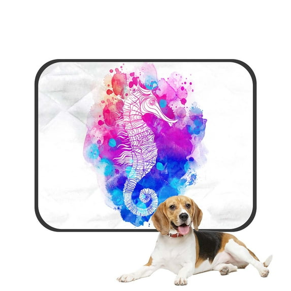 PKQWTM Rainbow Seahorse Watercolor Ocean Creature Pet Dog Cat Bed Pee Pads Mat Cushion Potty Dogsblankets Crate Bed Kennel 20x24 inch